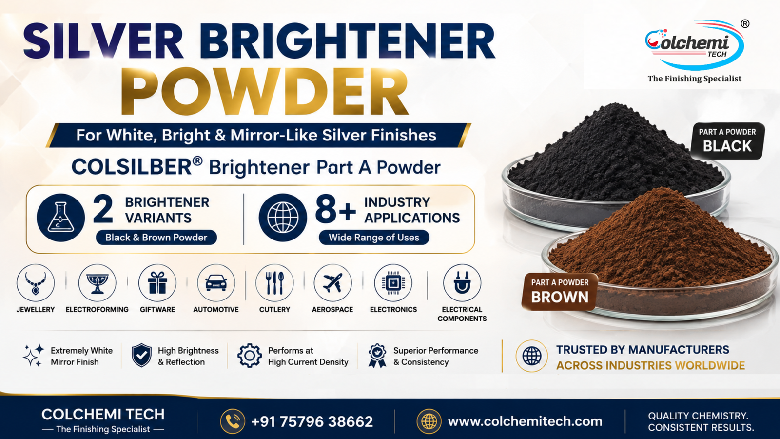 You are currently viewing COLSILBER® Silver Brightener Powder: The Chemistry Behind White, Mirror-Like Silver Finishes